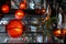 A restaurant with red lanterns hanging from the ceiling, AI