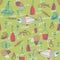 Restaurant seamless pattern with fishes
