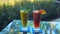 Restaurant table with assortment of fresh cocktails