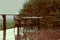 Restaurant Table in the Heavy Rain. Waterdrops on Surface