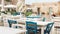 Restaurant table of Marzamemi city in the main square for vacation