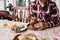 A restaurant visitor eats a national Turkish dish in a pot that is broken before being consumed called Testi-kebab