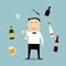 Restaurant waiter profession and drinks icons
