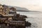 Restaurants on the coast in Cefalu in the evening light