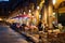 Restaurants at Placa Reial in winter night. Barcelona