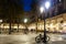 Restaurants at Placa Reial in winter night. Barcelona