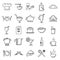 Restaurateur baker icons set, outline style