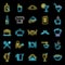 Restaurateur baker icons set vector neon