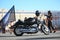 Resting biker on Palace Square