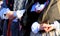 Resting hands for the parade in traditional clothes