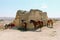 Resting horses at Cavusin old village, cave town in Cappadocia, Turkey