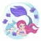 RESTING MERMAID Dolphin Sea Cartoon Vector Illustration Set