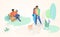 Resting People in City Park Flat Vector Concept