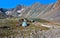 Resting place of tourists in the Siberian highlands