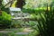 Resting place,White chair in the garden,forest