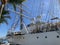 resting ship under palm tree