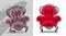 Restoration of vintage furniture. antiques before and after repair. refinish vintage red armchair. handmade raster illustration.