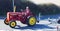 A restored David Brown tractor driven by an elderly gentleman UK, April 2021 during COVID19