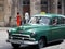 Restored Green Taxi In Havana