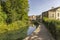 A restored section of the Stroudwater Canal under the Stroud Brewery Bridge , Wallbridge, Stroud, UK