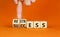 Restress for success symbol. Concept words Restress and Success on wooden cubes. Businessman hand. Beautiful orange table orange