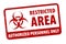 Restricted area and Bacteriological hazard sign grunge rubber rectangle stamp isolated. Authorized personnel only. In order to pre