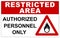 Restricted area sign for oxidising substances