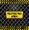 Restricted area sign - wire fence and yellow tapes illustration