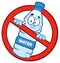 Restricted Symbol Over A Water Plastic Bottle Cartoon Mascot Character