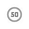 restriction 50 icon. Element of traffic signs icon for mobile concept and web apps. Thin line restriction 50 icon can be used for