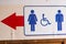 Restroom male, female and cripple public sing bathroom Signs sign toilet Men and women toilet sign with an arrow showing direction