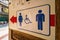 Restroom male, female and cripple public sing bathroom Signs sign toilet Men and women toilet sign with an arrow showing direction