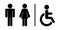 Restroom sign for men, women and disable logo black silhouette