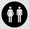 Restroom women and men wc symbol, flat web button, toilet vector illustration information