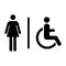 Restroom women and wheelchair wc symbol, flat web button, toilet vector illustration information