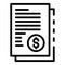 Restructuring money papers icon, outline style