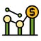 Result money graph icon vector flat