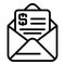 Result money mail icon, outline style