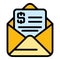 Result money mail icon vector flat