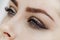 Result of permanent makeup, tattooing of eyebrows