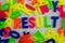 Result Words Made from Colorful Letter Magnets