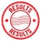 RESULTS text written on red round postal stamp sign