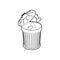 Resume thrown away in the trash can icon