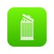 Resume thrown away in the trash can icon digital green