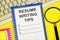 Resume writing tips. Text label in the planning Notepad.