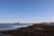 Resupply cargo barge on the waters of Nunavut near the community of Arviat