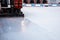 Resurfacer ice machine smooths the ice rink. Bottom part - rubber knife