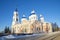 Resurrection Cathedral close-up on a sunny January day. Kashin, Tver oblast, Russia