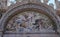 Resurrection, mosaic on the upper right arch of the facade of St. Mark`s Basilica, Venice