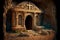 Resurrection of sacred Christian ancient tomb in cemetery